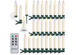 4251776909783 - 30x led Weihnachtskerzen Kabellos Flackern Dimmbar Timer Fernbedienung Batterie Weihnachtsbaum Lichterkette Weiß Bunt bunt - Monzana