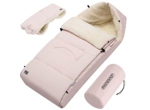 4251776910260 - Monzana - Babyfußsack Handwärmer Wetterfest Reflektoren-Streifen Reißverschluss abnehmbares Fußteil Waschbar Kinderwagen Winter Fußsack 90x60 cm Rose