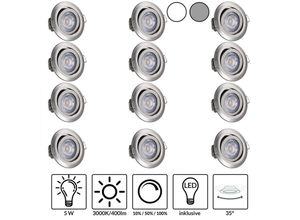 4251776931357 - Monzana Einbaustrahler 6er Set LED Flach 68mm Dimmbar Schwenkbar Warmweiß 3000K Rund 230V Spots Deckenspots Einbauleuchten Deckenstrahler Lampe 12er