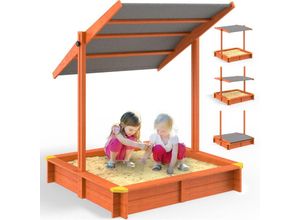 4251777202975 - Spielwerk® Sandkasten verschiedene Größen Sonnendach UV-Schutz 50+ Sandbox Abdeckung Kinder Outdoor Sandkiste Imprägniert Sand Garten Holz Bodenvlies