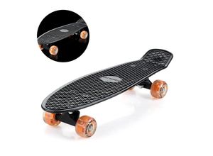 4251777203231 - Spielwerk® Retro Skateboard Schwarz Orange mit LED