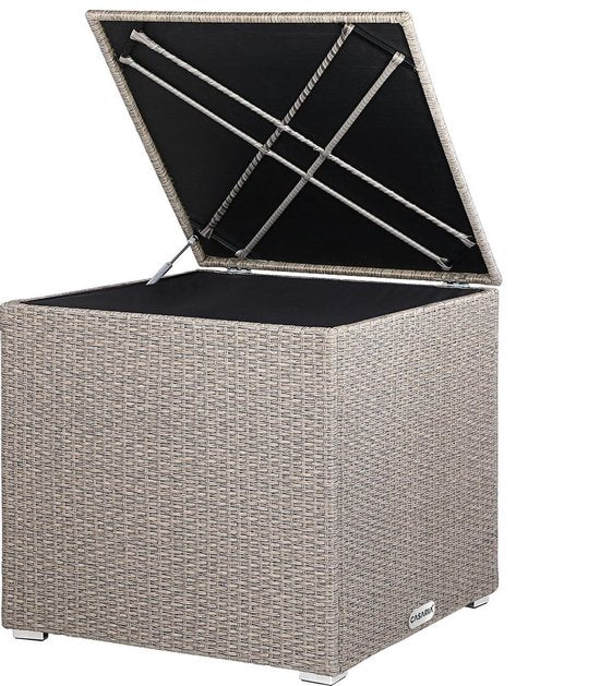 4251779109296 - Polyrattan-Kissen-Box - 318 L mit Deckel - 75x75x70cm Beige