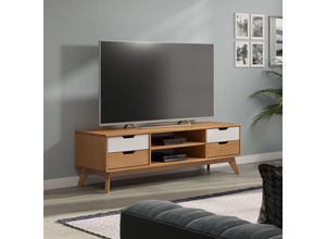 4251779110261 - Tv Schrank Borneo Kiefer 140x42x40cm mit 4 Schubladen 2 Fächer Massiv fsc®- zertifiziert Holz 45kg Belastbar Kippsicherung TV-Board TV-Lowboard