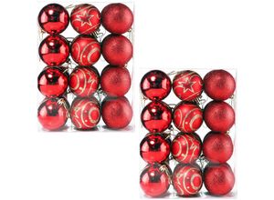 4251779110322 - Christbaumkugeln ø 6cm Kunststoff matt glänzend Christbaumschmuck Anhänger Weihnachtsbaumkugeln Weihnachtsdeko Weihnachtsbaum Rot 48er Set - Casaria