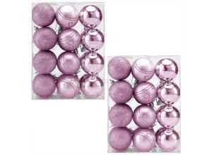 4251779110360 - Christbaumkugeln ø 6cm Kunststoff matt glänzend Christbaumschmuck Anhänger Weihnachtsbaumkugeln Weihnachtsdeko Weihnachtsbaum Pink Rosa 48er Set