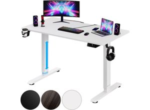 4251779110742 - Höhenverstellbarer Schreibtisch mit Tischplatte Elektrisch lcd- Display 73-118cm Stahlgestell Büro Gaming Computertisch 110cm Weiß - Casaria