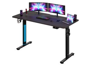 4251779110766 - Höhenverstellbarer Schreibtisch mit Tischplatte Elektrisch lcd- Display 73-118cm Stahlgestell Büro Gaming Computertisch 140cm Braun - Casaria