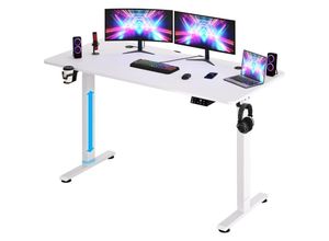 4251779110773 - CASARIA® Höhenverstellbarer Schreibtisch mit Tischplatte Elektrisch LCD- Display 73-118cm Stahlgestell Büro Gaming Computertisch 140cm Weiß