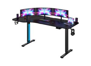 4251779110780 - Höhenverstellbarer Schreibtisch mit Tischplatte Elektrisch lcd- Display 73-118cm Stahlgestell Büro Gaming Computertisch 160cm Schwarz - Casaria