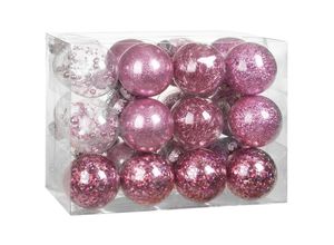 4251779110988 - CASARIA® Weihnachtskugeln transparent mit Füllung Christbaumschmuck Christbaumkugeln Weihnachtsdeko Kugeln 6cm Pink