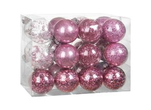 4251779110995 - Weihnachtskugeln transparent mit Füllung Christbaumschmuck Christbaumkugeln Weihnachtsdeko Kugeln 7cm Pink - Casaria