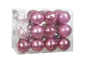 4251779111008 - CASARIA® Weihnachtskugeln transparent mit Füllung Christbaumschmuck Christbaumkugeln Weihnachtsdeko Kugeln 8cm Pink