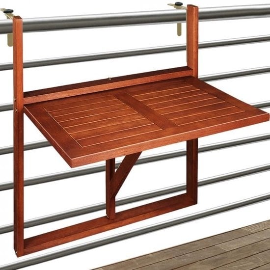 4251779113330 - - Balkon-Hängetisch - Gartentisch - Akazienholz - 65x45x87cm - FSC-zertifiziert - zusammenklappbar