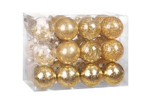 4251779123391 - Casaria® Christbaumkugeln transparent mit Deko Durchmesser 6cm 24er Set gold