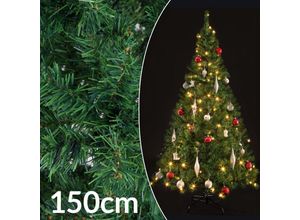 4251779123421 - Weihnachtsbaum PVC inkl Lichterkette und Ständer 150cm dunkelgrün