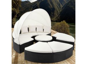 4251779126736 - Casaria® Sonneninsel Polyrattan mit Sonnendach 230 x 230 x 65cm schwarz creme