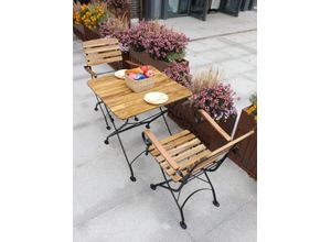 4251779127092 - Bistroset Outdoor-Klappstuhl-Set 3tlg 2-Sitzer mit 4 Streben aus Akazienholz