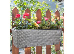 4251779127238 - Casaria® Blumenkasten - Balkonkasten Polyrattan 60 x 20 x 19cm 2er Set grau