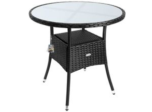 4251779128006 - Casaria® Gartentisch Polyrattan rund 80 x 74cm schwarz