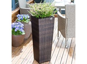 4251779128426 - Casaria® Blumenkasten Polyrattan (80 x 30 x 30cm) (61 x 245 x 245cm) (41 x 21 x 21cm) 3er Set brau