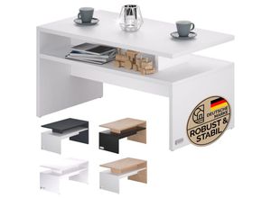 4251779129799 - Couchtisch mit Ablage Stauraum 92x51x48cm Kratzfest Holz 50kg Belastbarkeit Modern Groß Wohnzimmer Büro Sofa Couch Tisch Beistelltisch weiß - Casaria