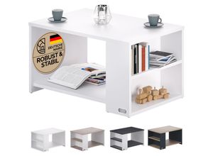 4251779129836 - CASARIA® Couchtisch mit Ablage 2 Fächer Stauraum 90x59x48cm Kratzfest Holz 50kg Belastbarkeit Groß Wohnzimmer Büro Sofa Couch Tisch Beistelltisch weiß