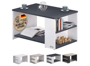 4251779129850 - Couchtisch mit Ablage 2 Fächer Stauraum 90x59x48cm Kratzfest Holz 50kg Belastbarkeit Groß Wohnzimmer Büro Sofa Couch Tisch Beistelltisch weiß schwarz