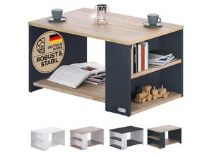 4251779129867 - Couchtisch mit Ablage 2 Fächer Stauraum 90x59x48cm Kratzfest Holz 50kg Belastbarkeit Groß Wohnzimmer Büro Sofa Couch Tisch Beistelltisch holz grau