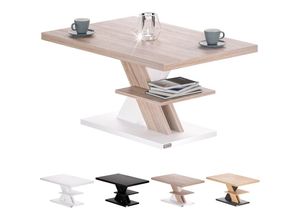 4251779129935 - Couchtisch Detroit 90x45x60cm modernes Design 50mm Tischplatte 50kg Belastbarkeit Kratzfest Holz Wohnzimmer Sofatisch Beistelltisch weiß sonoma eiche