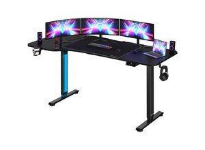 4251779130146 - Höhenverstellbarer Schreibtisch Elektrisch mit Mousepad L-Form 160x75cm lcd- Display 73-118cm Stahlgestell Büro Gaming Computer Tisch Zubehör 160cm