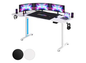 4251779130153 - Höhenverstellbarer Schreibtisch Elektrisch mit Mousepad L-Form 160x75cm lcd- Display 73-118cm Stahlgestell Büro Gaming Computer Tisch Zubehör 160cm