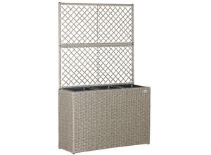 4251779131754 - Casaria® Polyrattan Blumenkasten mit Rankgitter Creme