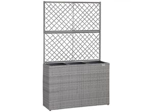 4251779131761 - Casaria® Polyrattan Blumenkasten mit Rankgitter Grau