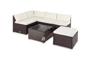 4251779131785 - Casaria® Polyrattan Ecklounge Braun Creme dicke Rückenpolster