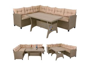 4251779131792 - Casaria® Polyrattan Ecklounge Creme Beige inkl Kissen