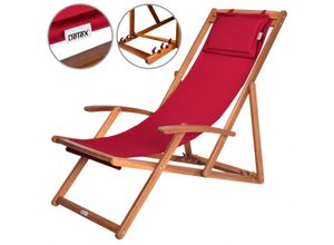 4251779132287 - Casaria® Sonnenliege Rot Akazienholz