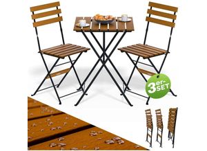 4251779133079 - CASARIA® Gartenmöbel Set Balkon 2 Personen Vollmontiert FSC®-zertifiziert Wetterfest Holz Klappbar Garten Terrasse Akazie Metall Tisch 2 Stühle 3-tlg