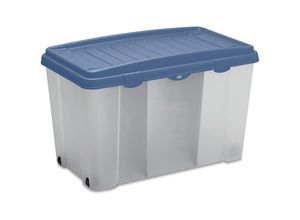 4251779134786 - CASARIA® Rollenbox Family Aufbewahrungsbox Deckel Allzweckbox Transportbox transparent Rollen Blau