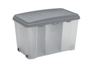 4251779134793 - CASARIA® Rollenbox Family Aufbewahrungsbox Deckel Allzweckbox Transportbox transparent Rollen Grau