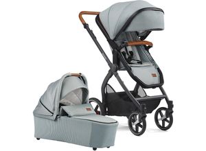 4251782620115 - Kombi-Kinderwagen GESSLEIN FX4 Soft+ mit Aufsatz Life schwarz cognac eisblau blau (eisblau) Baby Kinderwagen Kombikinderwagen mit Babywanne C3 und Babyschalenadapter