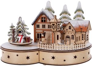 4251792101147 - Weihnachtsdorf MYFLAIR MÖBEL & ACCESSOIRES Winterlandschaft Weihnachtsdeko Weihnachtsdörfer Gr B H T 295 cm x 19 cm x 20 cm braun Weihnachtskrippen Weihnachtsdörfer Spieluhr mit Musik aus Holz Höhe ca 19 cm