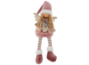 4251792107651 - Engelfigur HOME AFFAIRE Weihnachtsdeko Dekofiguren Gr B H T 14 cm x 60 cm x 13 cm rosa (rosa weiß beige) Engelfigur Figur Kantenhocker Weihnachtsfigur Weihnachtsengel Weihnachtsfiguren Dekofiguren mit Schal und Mütze