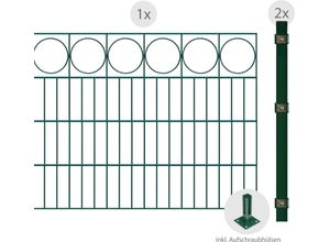 4251796110978 - ARVOTEC Doppelstabmattenzaun ESSENTIAL 80 zum Aufschrauben Ring mit Zierleiste Zaunelemente Zaunhöhe 80 cm Zaunlänge 2 - 60 m Gr H L 80 cm x 2 m Pfosten 2 St grün (dunkelgrün) Zaunelemente