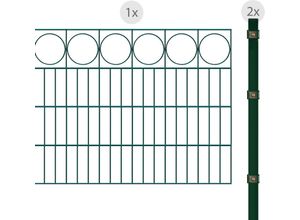 4251796111029 - ARVOTEC Doppelstabmattenzaun ESSENTIAL 80 zum Einbetonieren Ring mit Zierleiste Zaunelemente Zaunhöhe 80 cm Zaunlänge 2 - 60 m Gr H L 80 cm x 2 m Pfosten 2 St grün (dunkelgrün) Zaunelemente