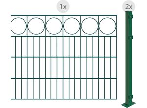 4251796111098 - ARVOTEC Doppelstabmattenzaun EASY 80 zum Aufschrauben Ring mit Zierleiste Zaunelemente Zaunhöhe 80 cm Zaunlänge 2 - 60 m Gr H L 80 cm x 2 m Pfosten 2 St grün (dunkelgrün) Zaunelemente