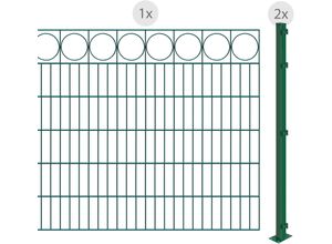 4251796111371 - ARVOTEC Doppelstabmattenzaun EASY 120 zum Aufschrauben Ring mit Zierleiste Zaunelemente Zaunhöhe 120 cm Zaunlänge 2 - 60 m Gr H L 120 cm x 2 m Pfosten 2 St grün (dunkelgrün) Zaunelemente