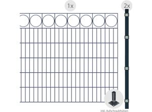 4251796112095 - ARVOTEC Doppelstabmattenzaun ESSENTIAL 120 zum Aufschrauben Ring mit Zierleiste Zaunelemente Zaunhöhe 120 cm Zaunlänge 2 - 60 m Gr H L 120 cm x 2 m H L 120 cm grau (anthrazit) Zaunelemente