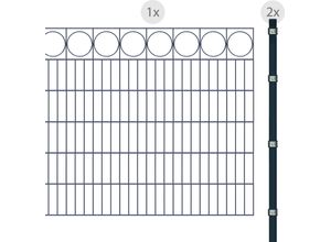 4251796112194 - ARVOTEC Doppelstabmattenzaun EXCLUSIVE 120 zum Einbetonieren Ring mit Zierleiste Zaunelemente Zaunhöhe 120 cm Zaunlänge 2 - 60 m Gr H L 120 cm x 2 m Pfosten 2 St grau (anthrazit) Zaunelemente