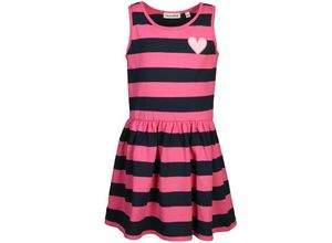 4251797404434 - tausendkind essentials - Kleid SMALL HEART gestreift in dunkelblau rosa Gr140 146