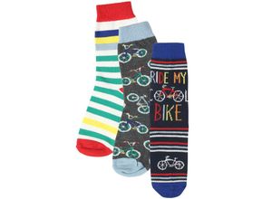 4251797406308 - tausendkind essentials - Socken FAHRRAD 3er-Pack in navy bunt Gr27-30